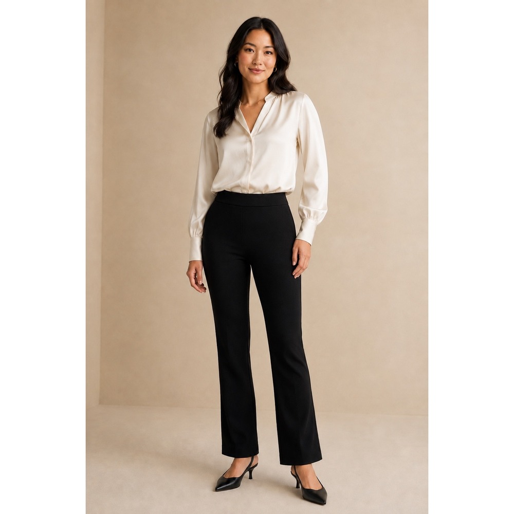 Truth by Republic Black Ponte Knit Pull On Pants Minimalist Old Money Small